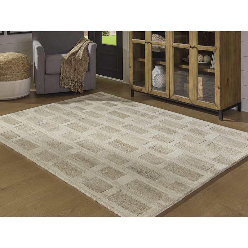 Signature Design by Ashley Lisgrove Brown/White Area Rug - 60" W x 84" D x 0.31" H