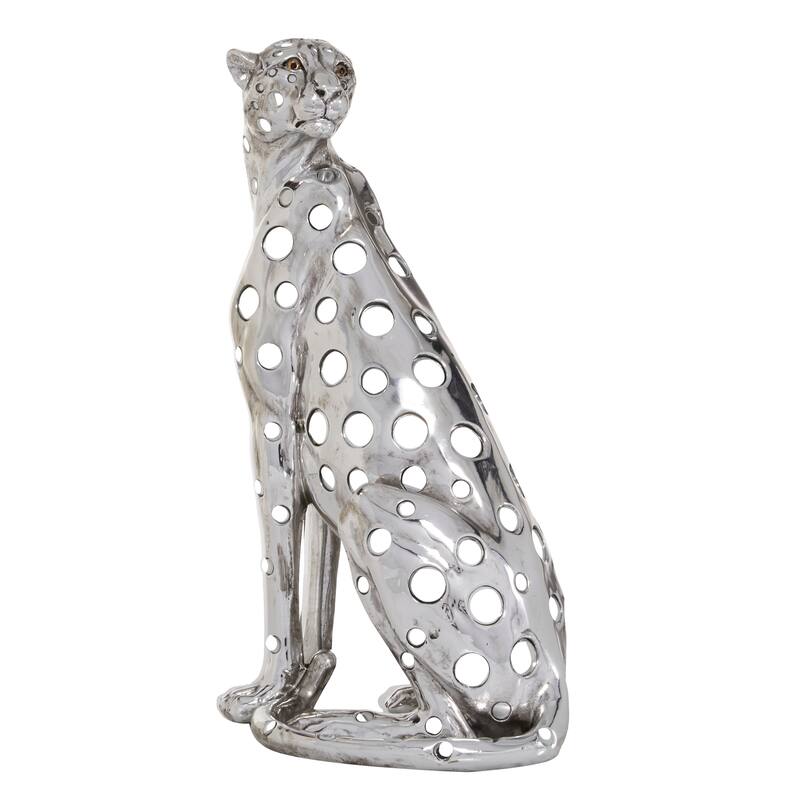Polystone Glam Sculpture Leopard 16 x 7 x 9 - 7 x 9 x 16