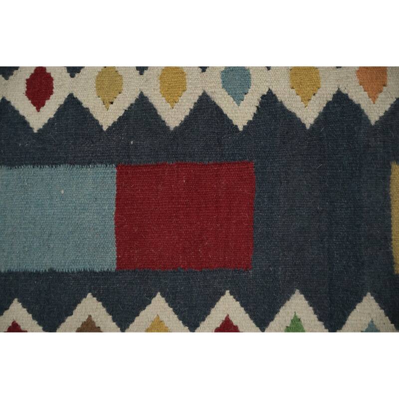 Hand Woven Oriental 100% Wool Carpet Southwestern Modern Multi-Colored Kilim Area Rug - 9' 10'' X 6' 8''