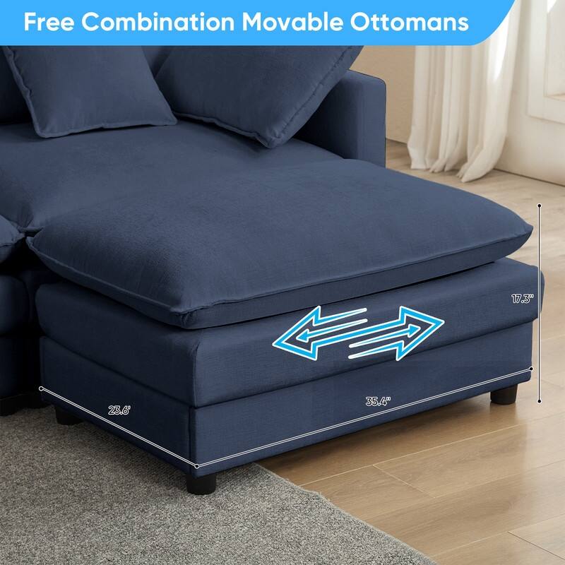 Mixoy 183''U-Shaped Chenille Modular Sectional Sofa,7-Seater Cloud Sleeper Deep Seat Couch with Ottoman and Thickened Cushions