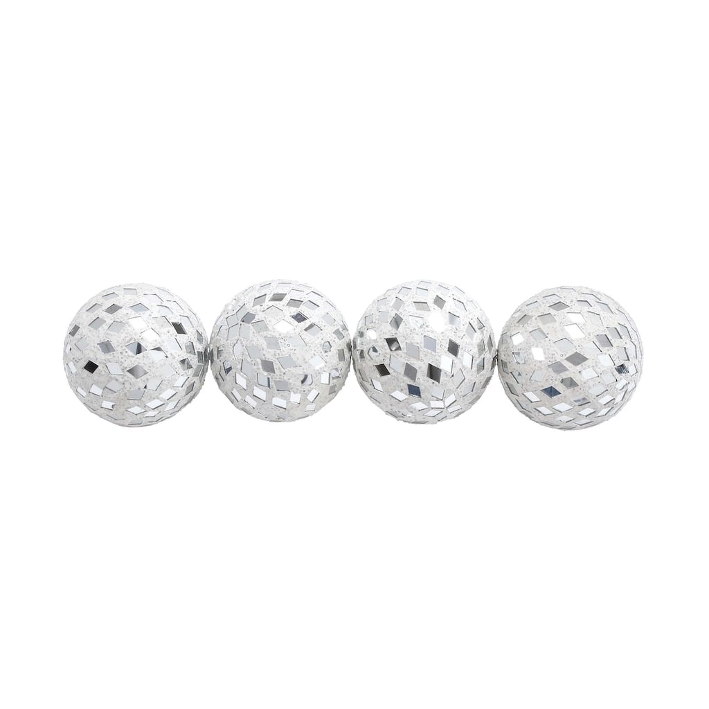 Glass Handmade Mosaic Decorative Orbs & Vase Filler - Set of 4 White or Gold - Roche River Decor