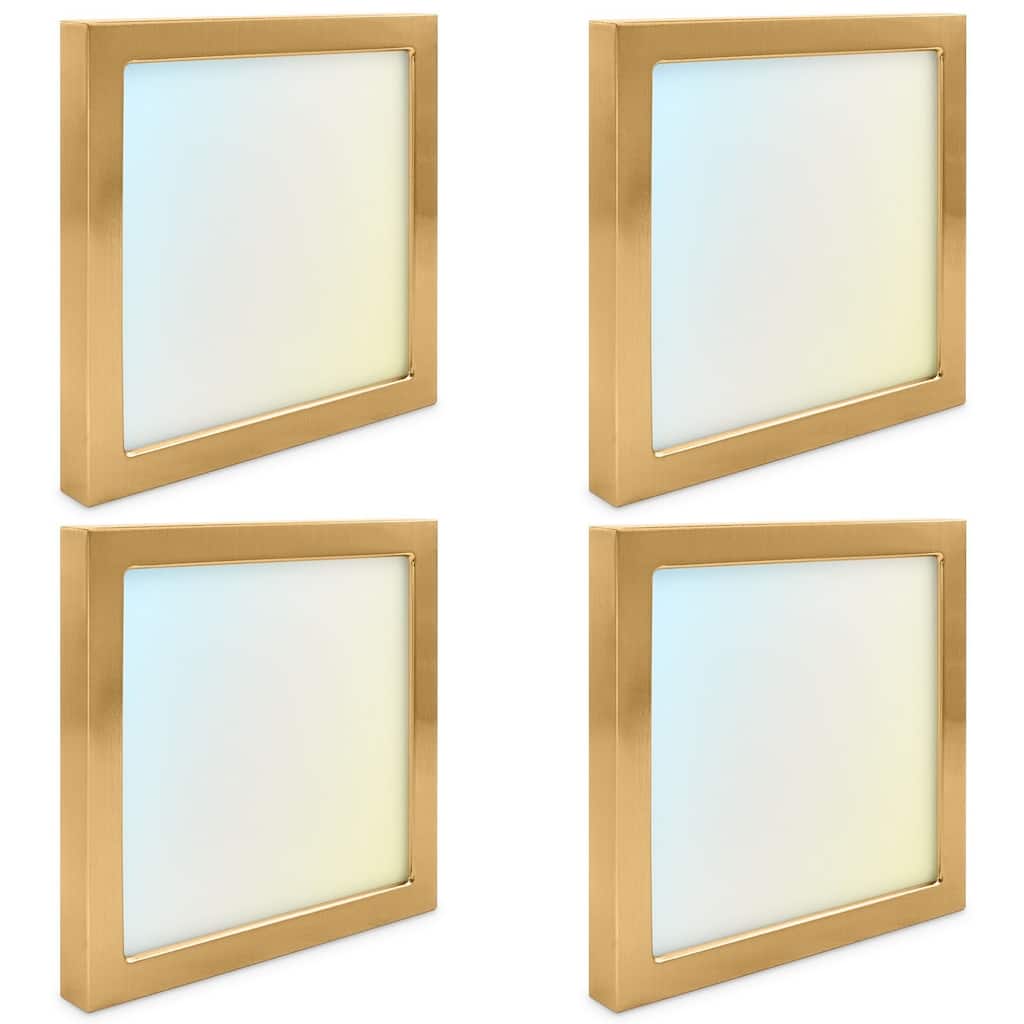 Luxrite 6 Inch Square LED Flush Mount Light, 15W 1000LM, 5CCT 2700K-5000K, Dimmable - Brass 4-Pack