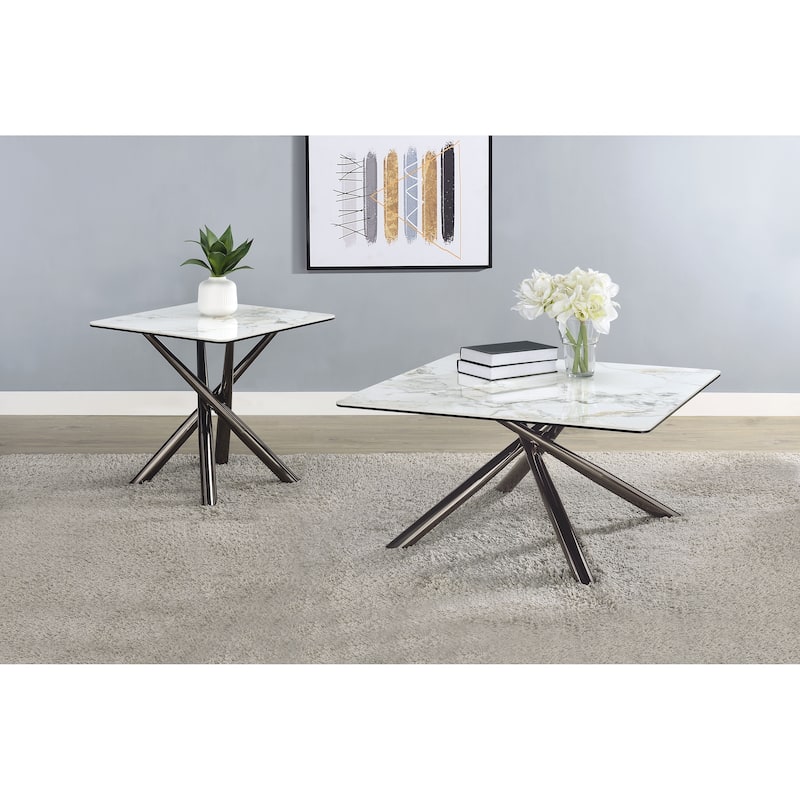 Carvell Square Coffee And End Table Set Mirage White - 2-piece set