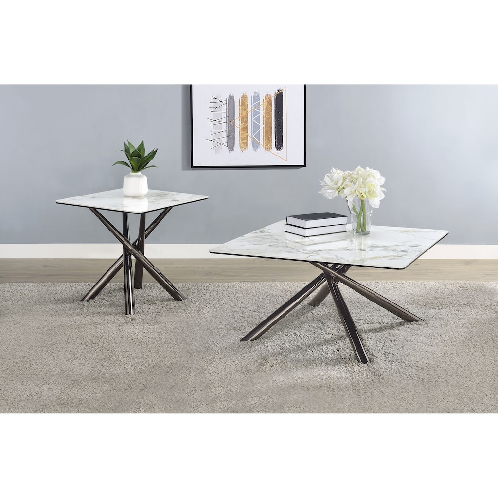 Carvell Square Coffee And End Table Set Mirage White