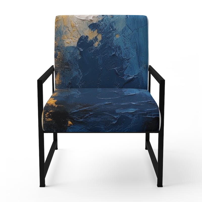 Designart "Blue and Yellow Intuitive Expressions I" Upholstered Abstract Accent Chair and Modern & Contemporary Arm Chair