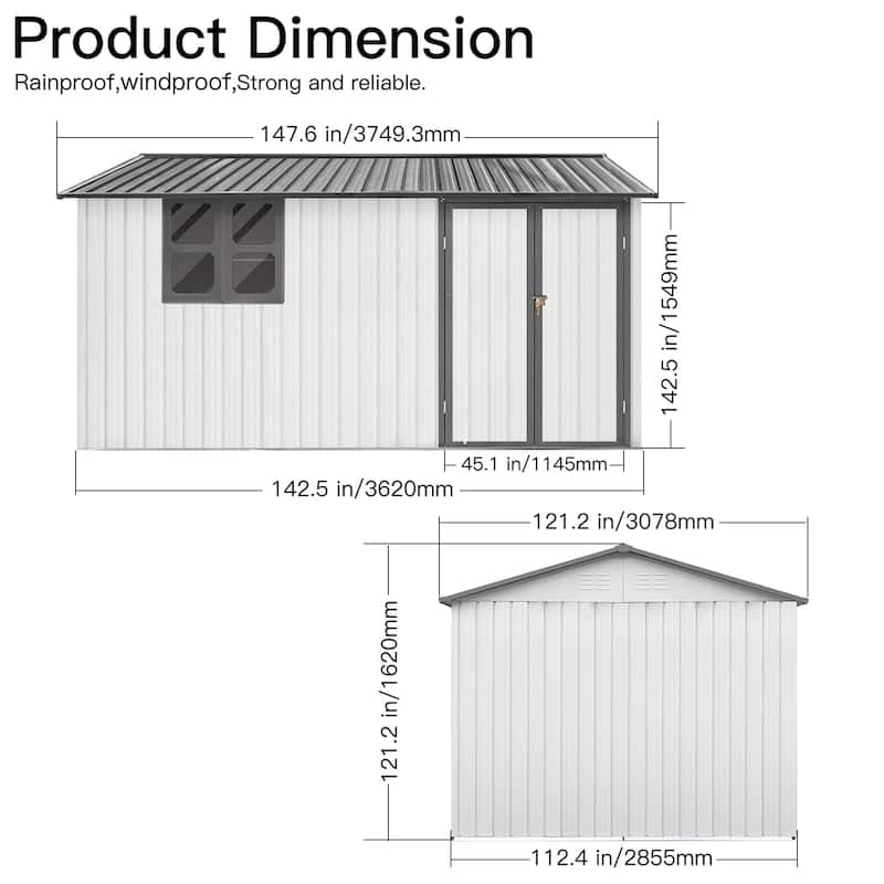 Metal garden sheds 10ftx12ft outdoor storage sheds with window