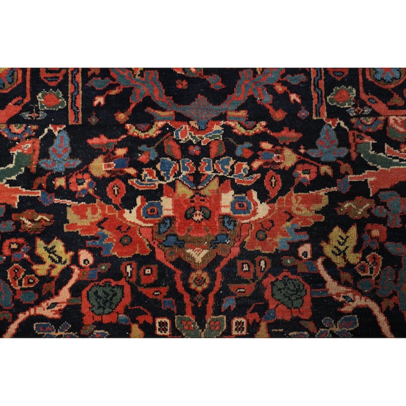 Hand Knotted Oriental 100% Wool Carpet Traditional Floral Navy Blue & Blues Sarouk Area Rug - 6' 10'' X 4' 5''