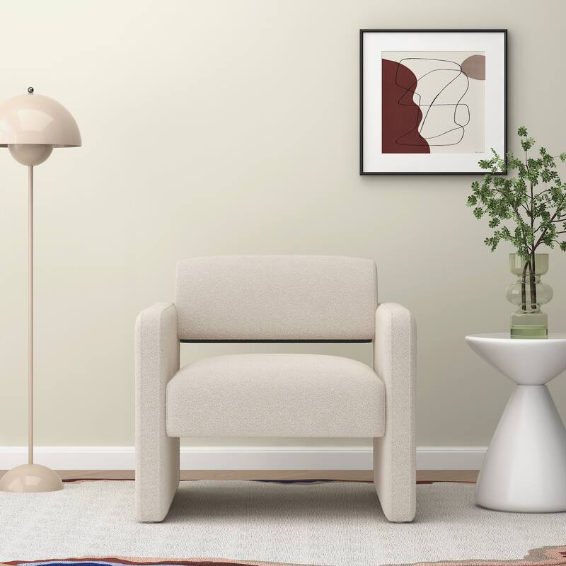 Modern 30.51" Upholstered Accent Chair with Open Back and Rubber Wood Frame for Living Room