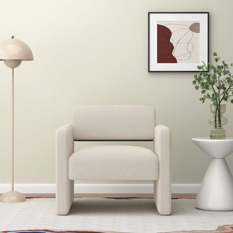 Upholstered comfortable chair with armrests - Beige