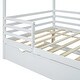 preview thumbnail 12 of 42, Full Size Solid Wood House Bed with Trundle, Fence and Writing Board for Kids, Boys and Girls, Bedroom
