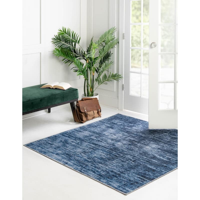Contemporary Kayst Collection Area Rug - Blue - 5' Square