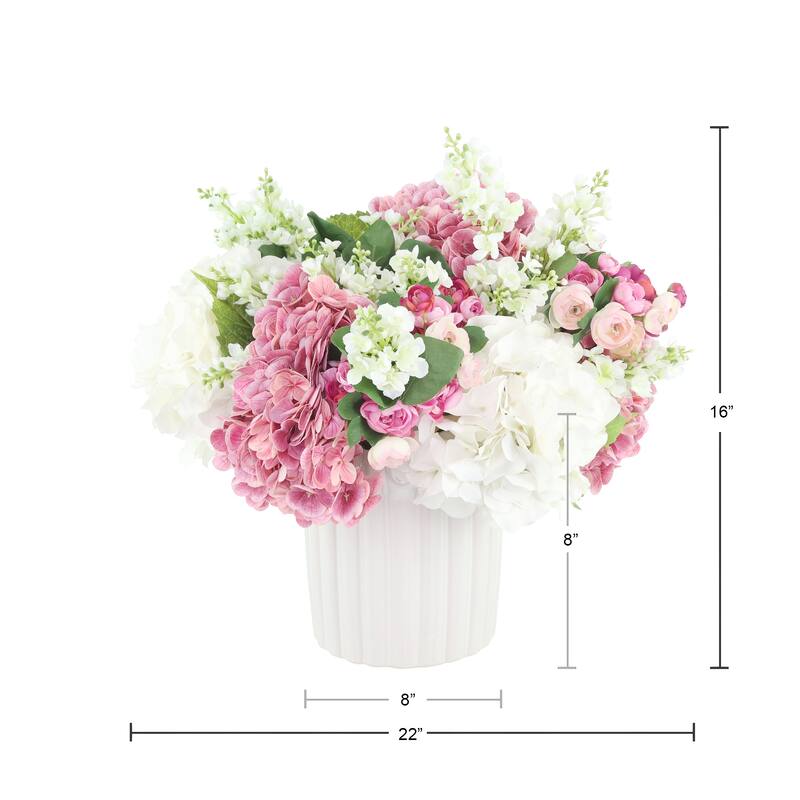 Centerpiece with Hydrangea, Lilacs and Ranunculus - 16