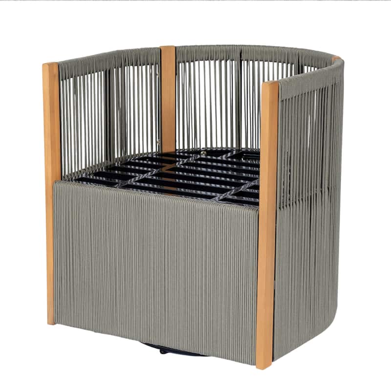 Christopher Knight Home - Faye 5-Piece Outdoor Acacia Wood Swivel Dining Set with Rope Cushioned Chairs & Curved-Leg Round Table