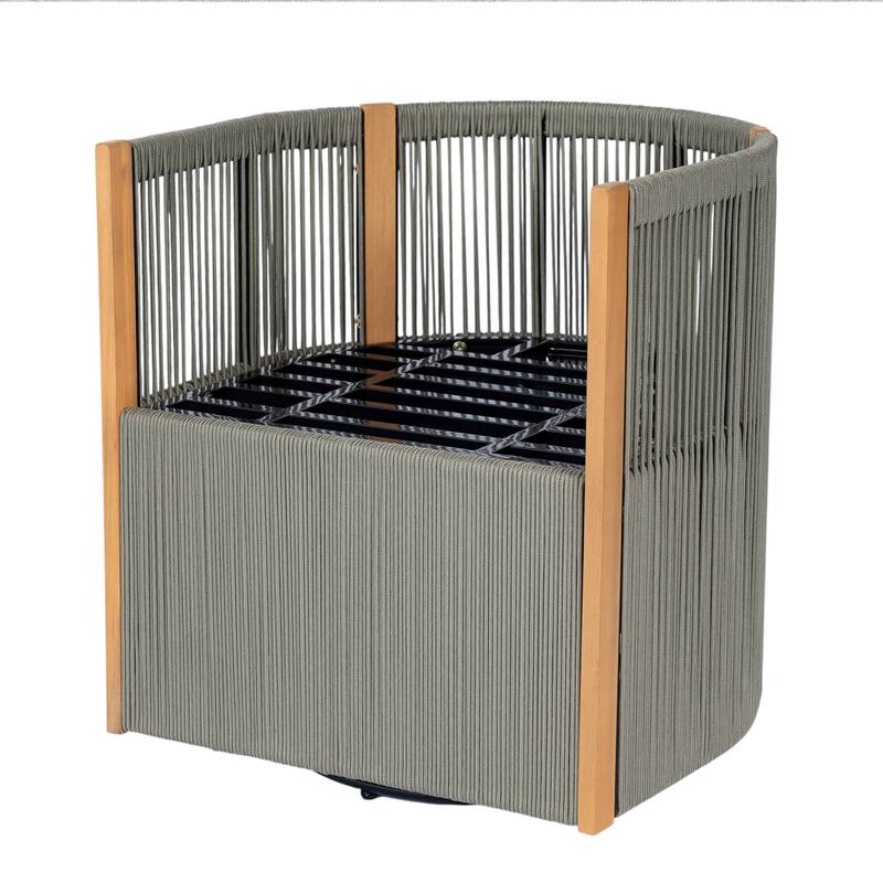 Christopher Knight Home - Roslyn 5-Piece Outdoor Acacia Wood Swivel Dining Set with Rope Woven Wicker Chairs & Round Slat Table