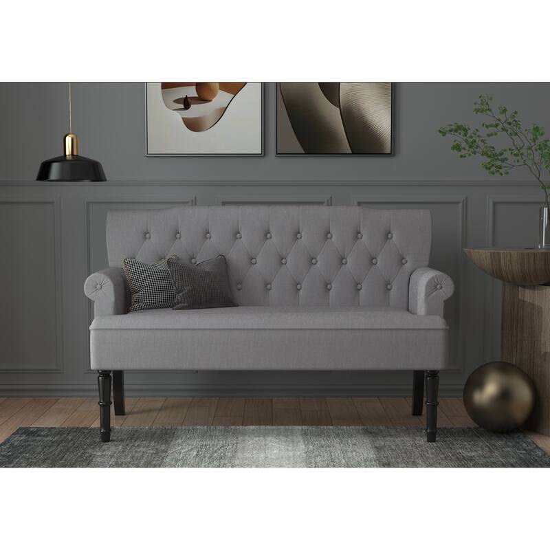 Carlotta Rolled Arm Settee - Grey