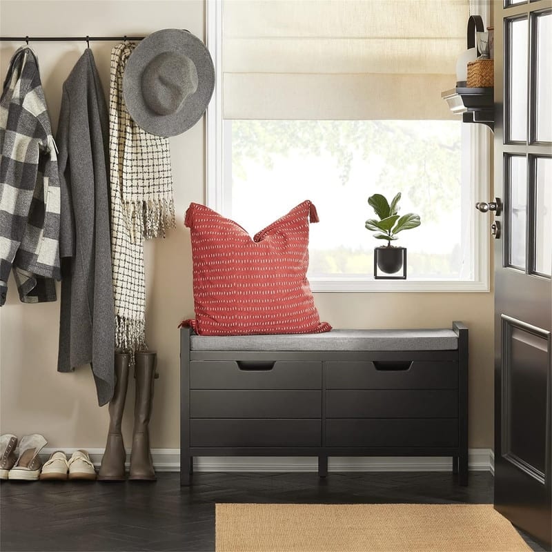 Shoe Bench Shoe Rack Shoe Cabinet - 11.8"D x 35.8"W x 19.7"H