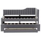 preview thumbnail 42 of 46, Daybed Captain Bed Upholstered Bed with Trundle and 3 Drawers, Elegance Stripe Design L-Shaped Upholstered Daybed Platform Bed