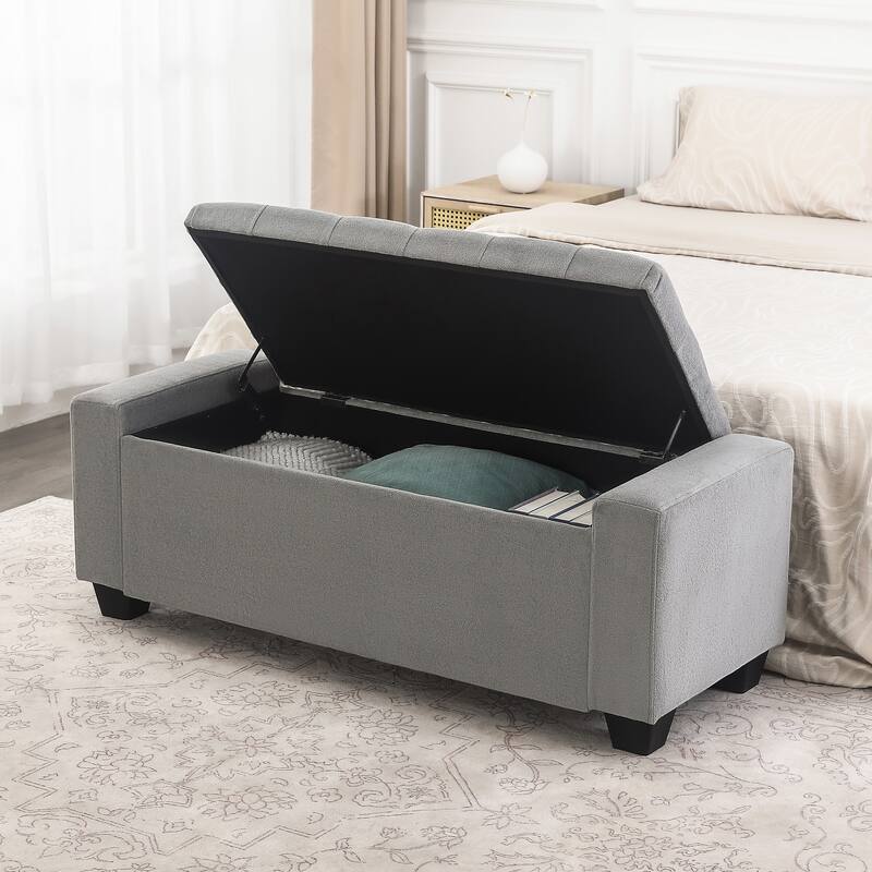 Adeco Rectangle Storage Ottoman Bench for Living Room, Bedroom