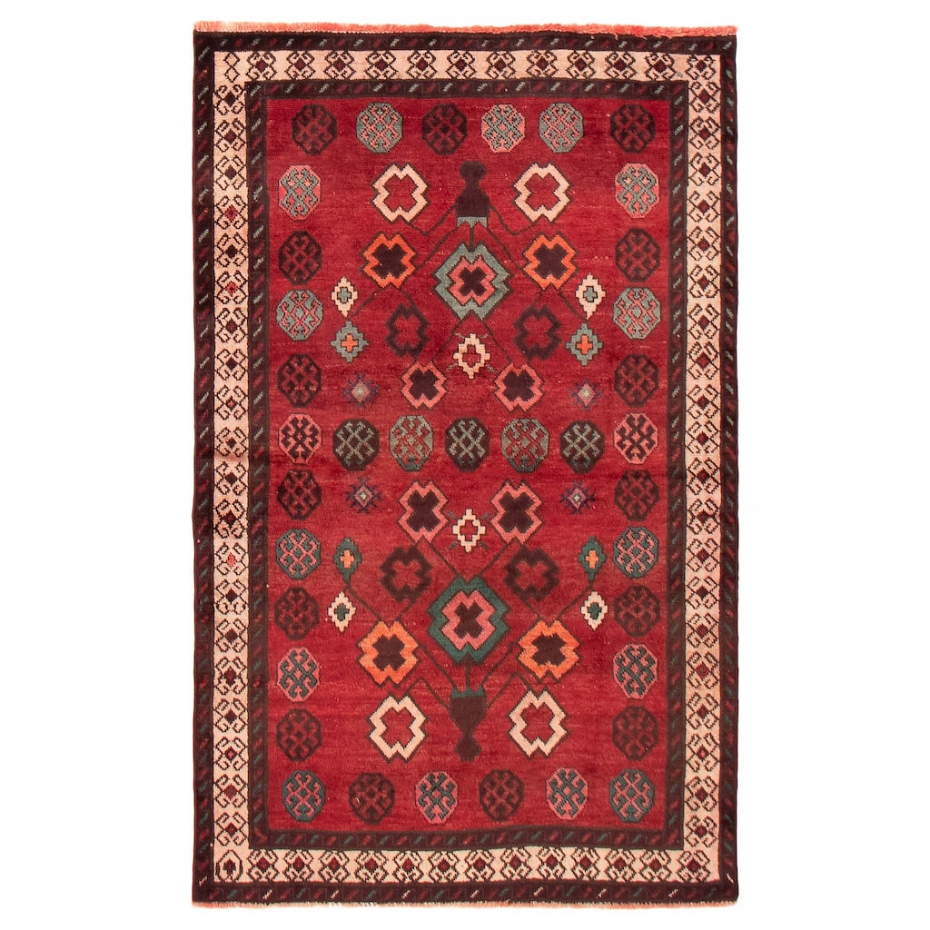 ECARPETGALLERY Hand-knotted Melis Vintage Red Wool Rug - 3'10 x 6'0