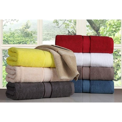 Luxurious Cotton 8 Piece Bathroom Towel Set - Absorbent 600 GSM - 4 Washcloths, 2 Hand Towels, 2 Bath Towels - 27''X54''