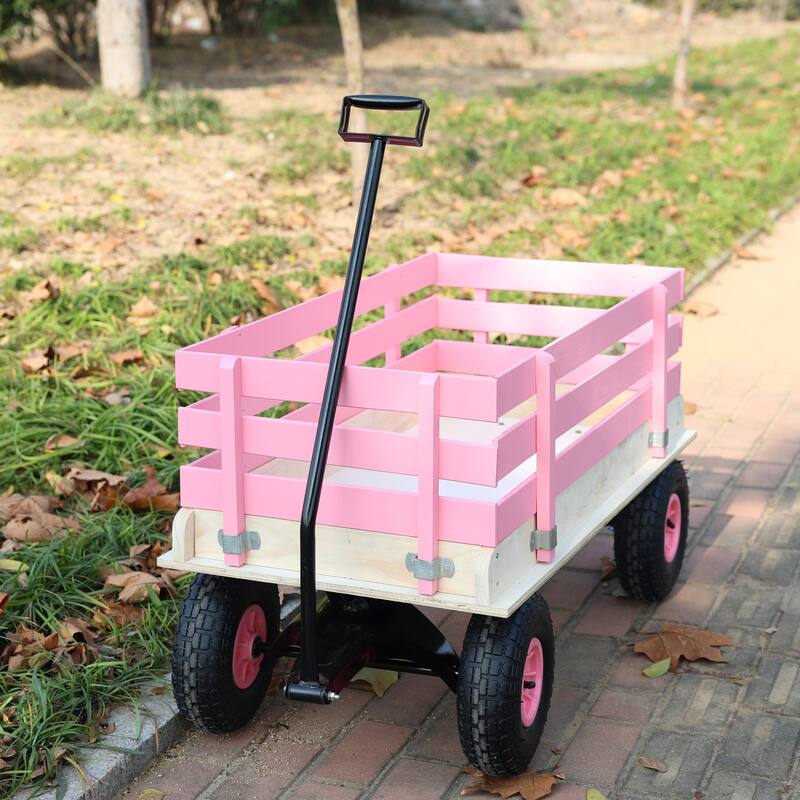 Fresh blue wooden household trolley for children's toy transportation/garden tool cart/outdoor portable trolley