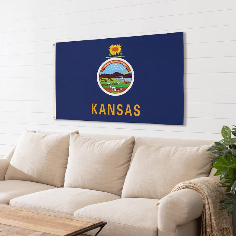 State of Kansas Double Sided Estate Flag w/ 2 Grommets, 3'x5'