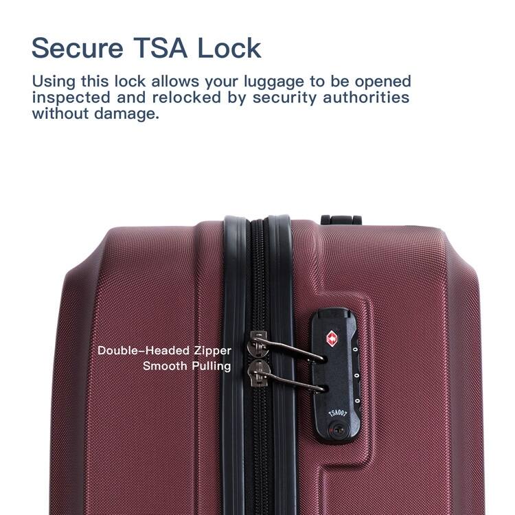 3 Piece Luggage Sets 20"/24"/28" Lightweight Hardshell Suitcase With 2 Hooks, Spinner Wheels, TSA Lock For Travel