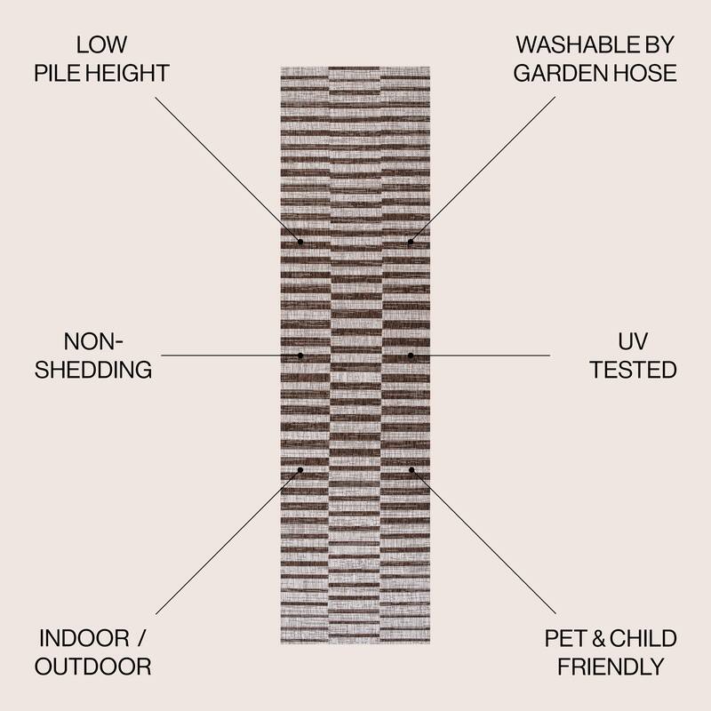 JONATHAN Y Grid Modern Offset Stripe Indoor/Outdoor Area Rug