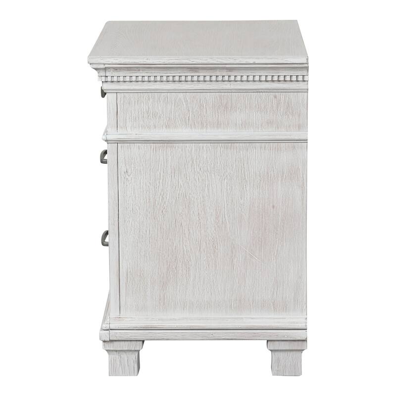 Furniture of America Eleanor 6-Piece Weathered Grey Solid Wood King Panel Bedroom Set with Dentil Molding