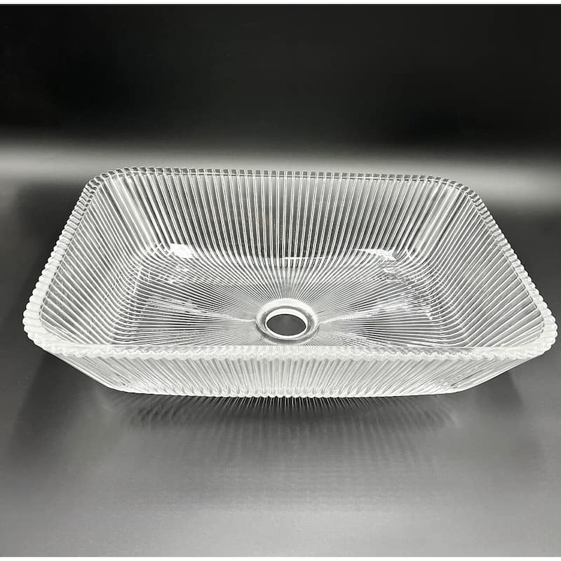 Charlie Tempered Glass Rectangular Bathroom Vessel Sink - 18"