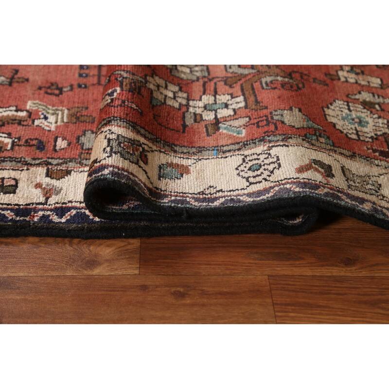 Hand Knotted Oriental 100% Wool Carpet Traditional Geometric Red Hamedan Runner Rug - 10' 2'' X 3' 2''