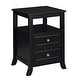 preview thumbnail 23 of 26, Convenience Concepts Melbourne 2 Drawer End Table with Shelf Black