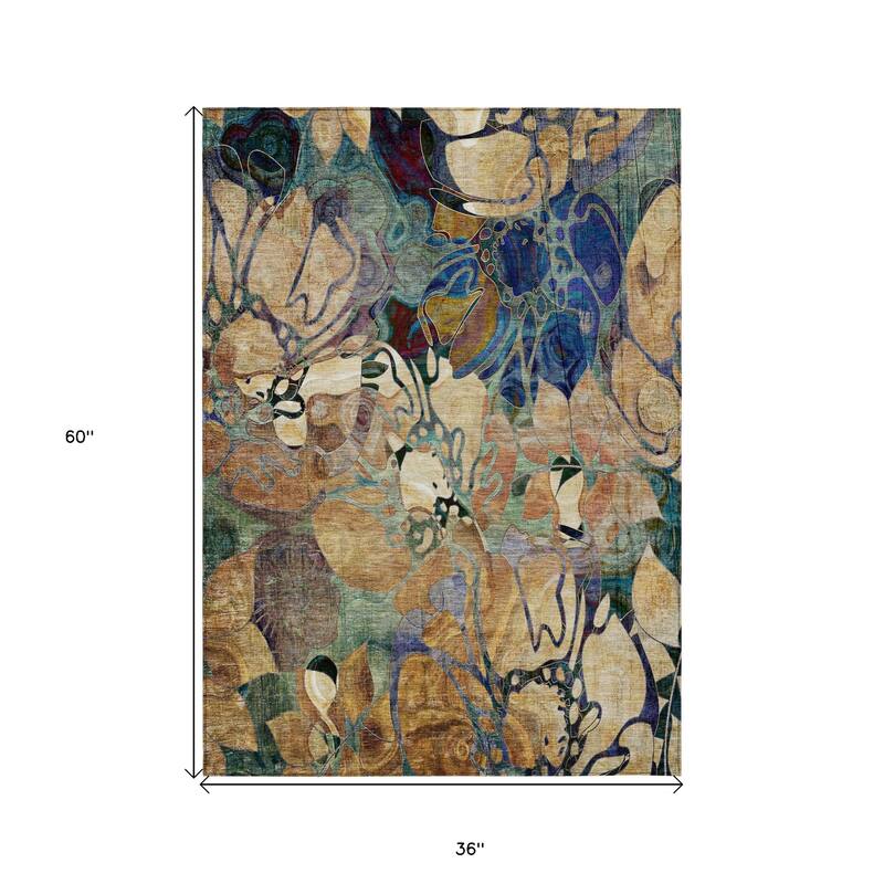 Alsiz Unique Abstract Weather Resistant Timeless Fusion Runner Outdoor Rug