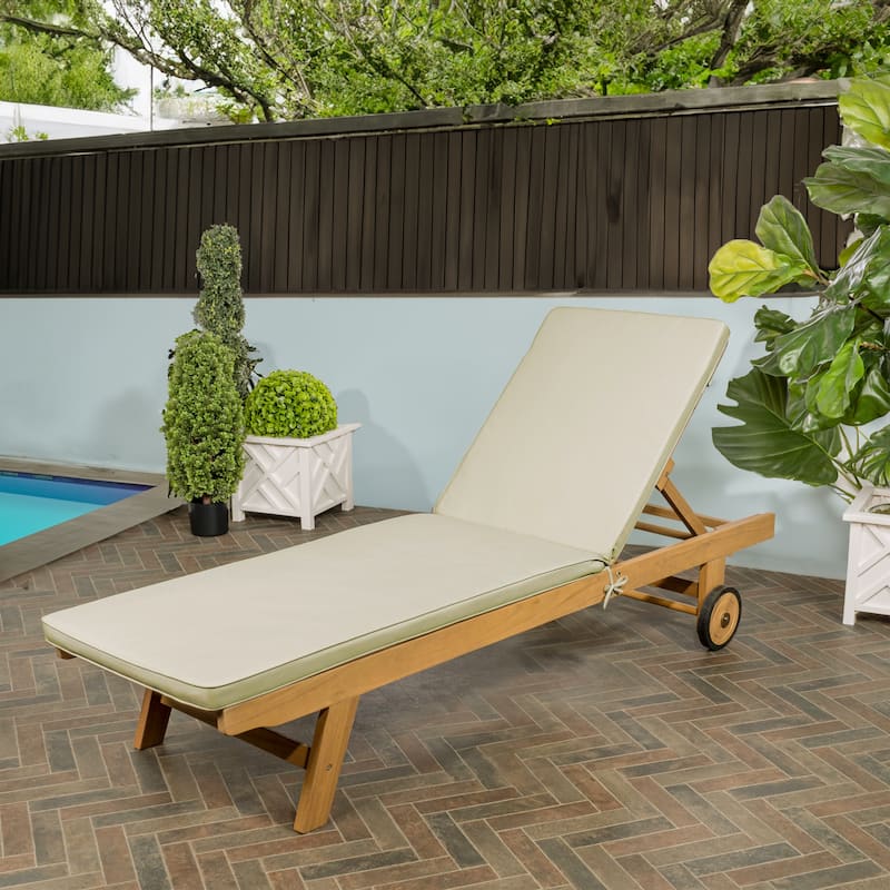 Adjustable Outdoor Chaise Lounge w/ Cushion & Wheels - JONATHAN Y