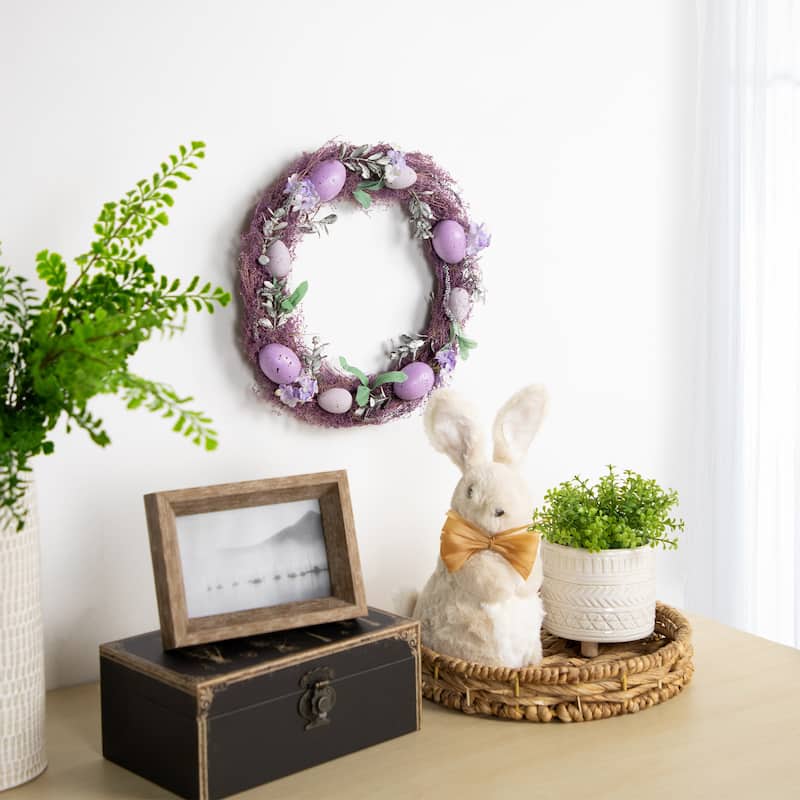 Speckled Egg Floral Easter Twig Wreath - 12" - Lavender