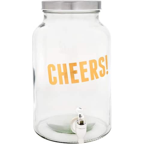 Palais Glassware High Quality 'Boisson' Beverage Dispenser - 1.5 Gallon Capacity - (CHEERS! Gold Print)