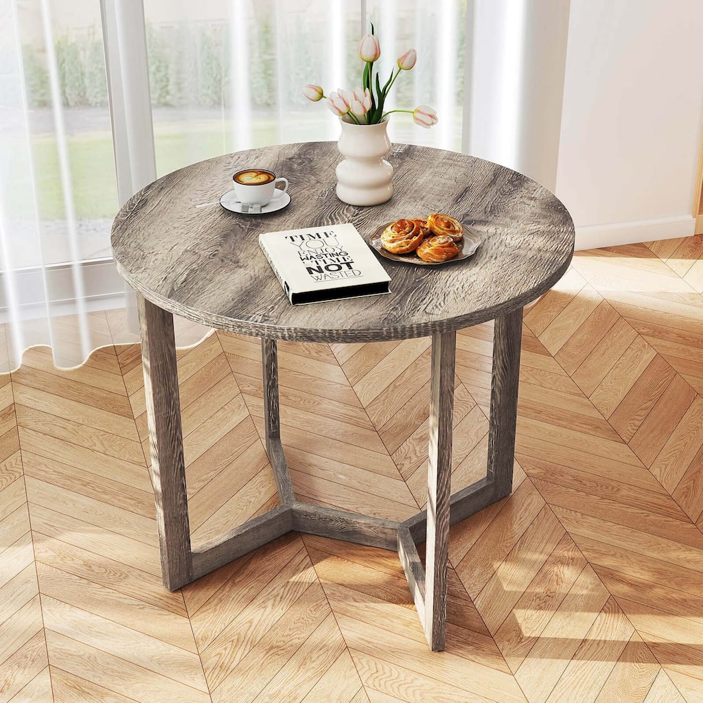 36" Round Dining Table for 4 Kitchen Table w/ Wing-Shaped Base