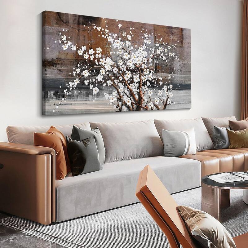 Wall Decorations White Flower on Brown Background