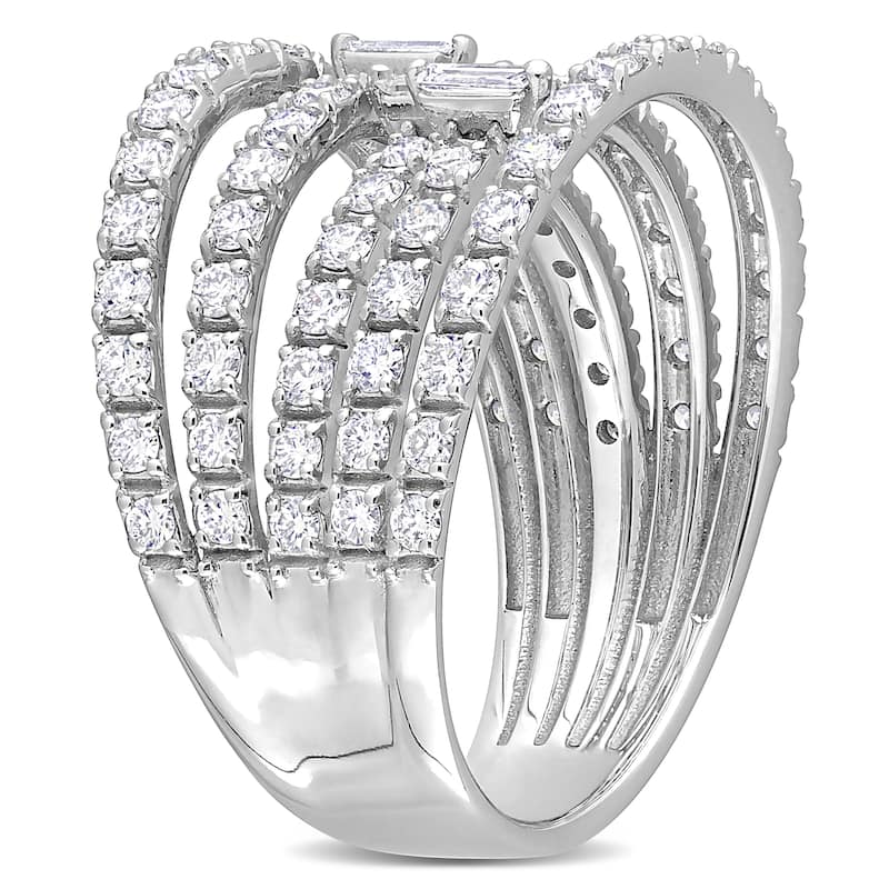 Miadora 2ct TDW Parallel Baguette-Cut Diamond Split Shank Ring in 14k White Gold
