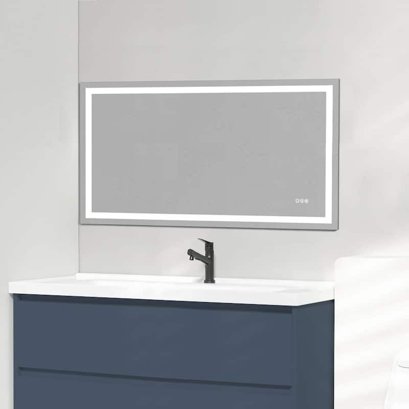 Topcraft Frameless Eco-Friendly Silver Mirror with Dual LED Strip Lighting