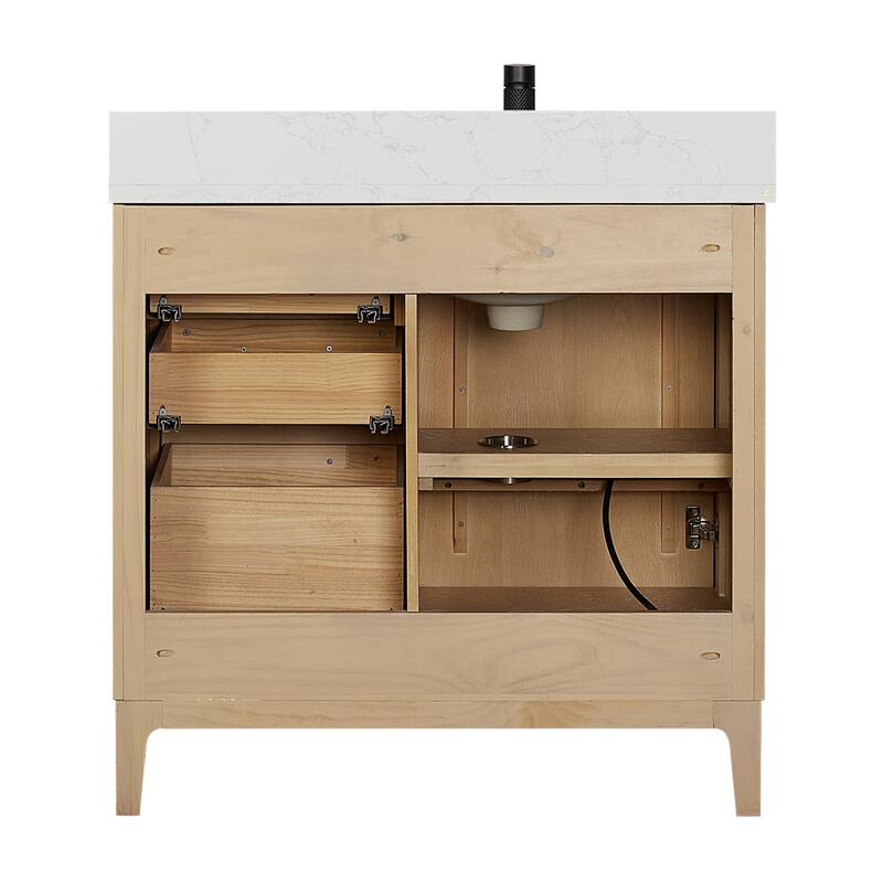 Gara Single Bath Vanity with Composite Stone Top without Mirror