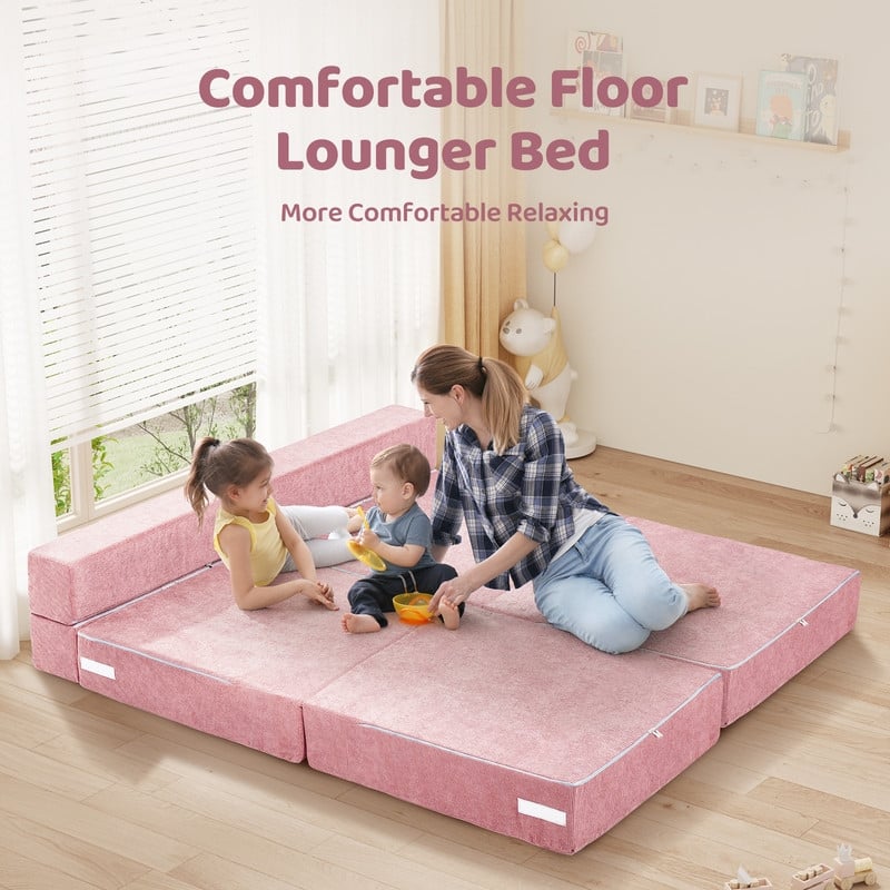 DoCred Kids Folding Sofa, Convertible Floor Mattress, Bed, Play Couch