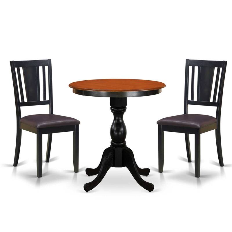 3-Piece Black and Cherry Finish Solid Wood Top - Dining Room Set - (Seats-4)