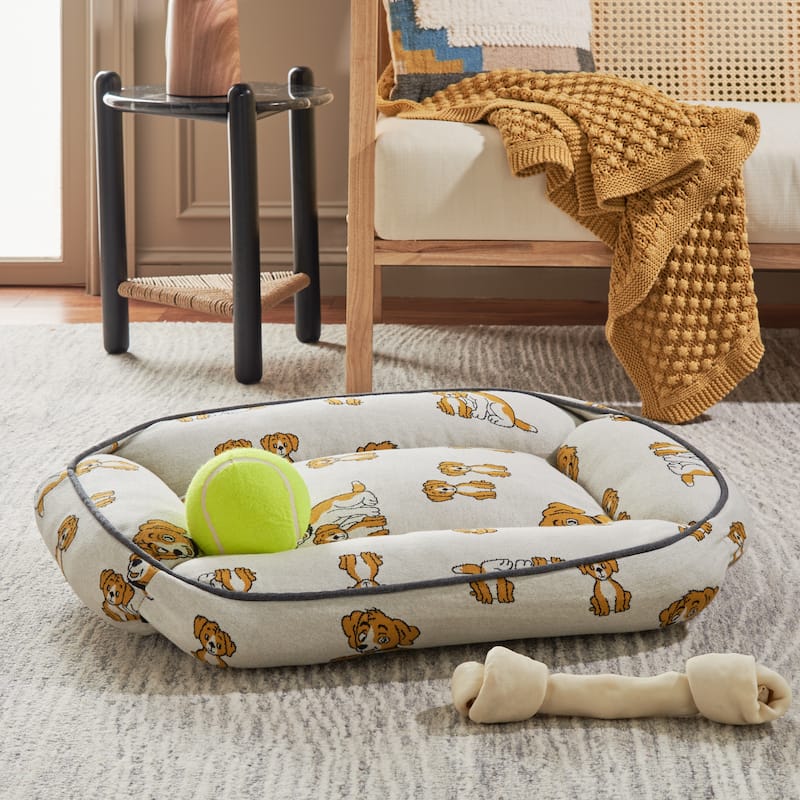SAFAVIEH Neveah Dog Bed - 16Wx24Dx6H - Ivory/Gold