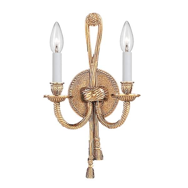 slide 1 of 2, Crystorama 2 Light Olde Brass Cast Brass Wall Mount I - 8'' W x 15'' H x 5.5'' D 8'' W x 15'' H x 5.5'' D