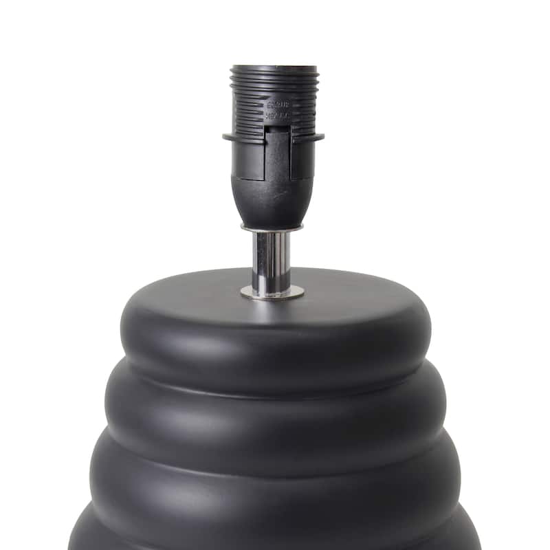 Stacked Ceramic Mini Table Lamp with Fabric Drum Shade Modern Sculptural Accent Lighting Compact Design
