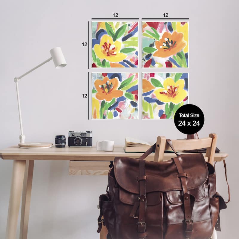 Stupell Fresh Vivid Blossoms Wall Plaque Art Design By June Erica Vess (Set of 4)