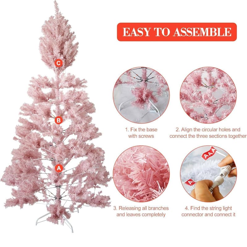 6.5 Ft Prelit Artificial Christmas Tree, Xmas Decoration for Living Room Hallway Office - 6.5 ft