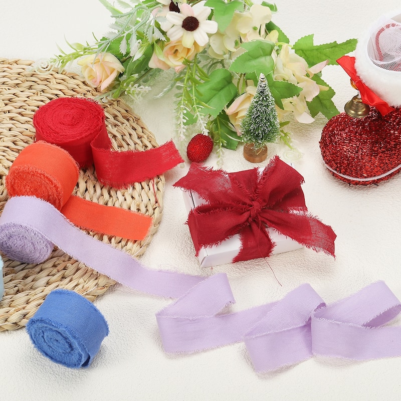 3Roll Cotton Handmade Fringe Ribbon 1"x21Yd Frayed Fringe Ribbons - 7Yd