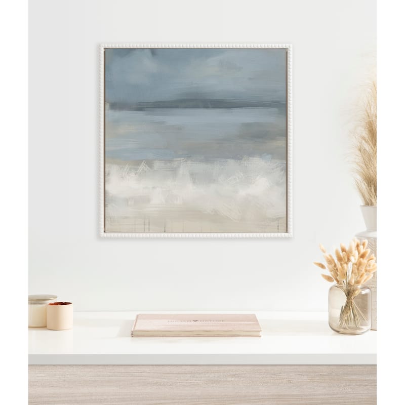 Kate and Laurel Sylvie Beaded The Blues Framed Canvas by Mary Sparrow